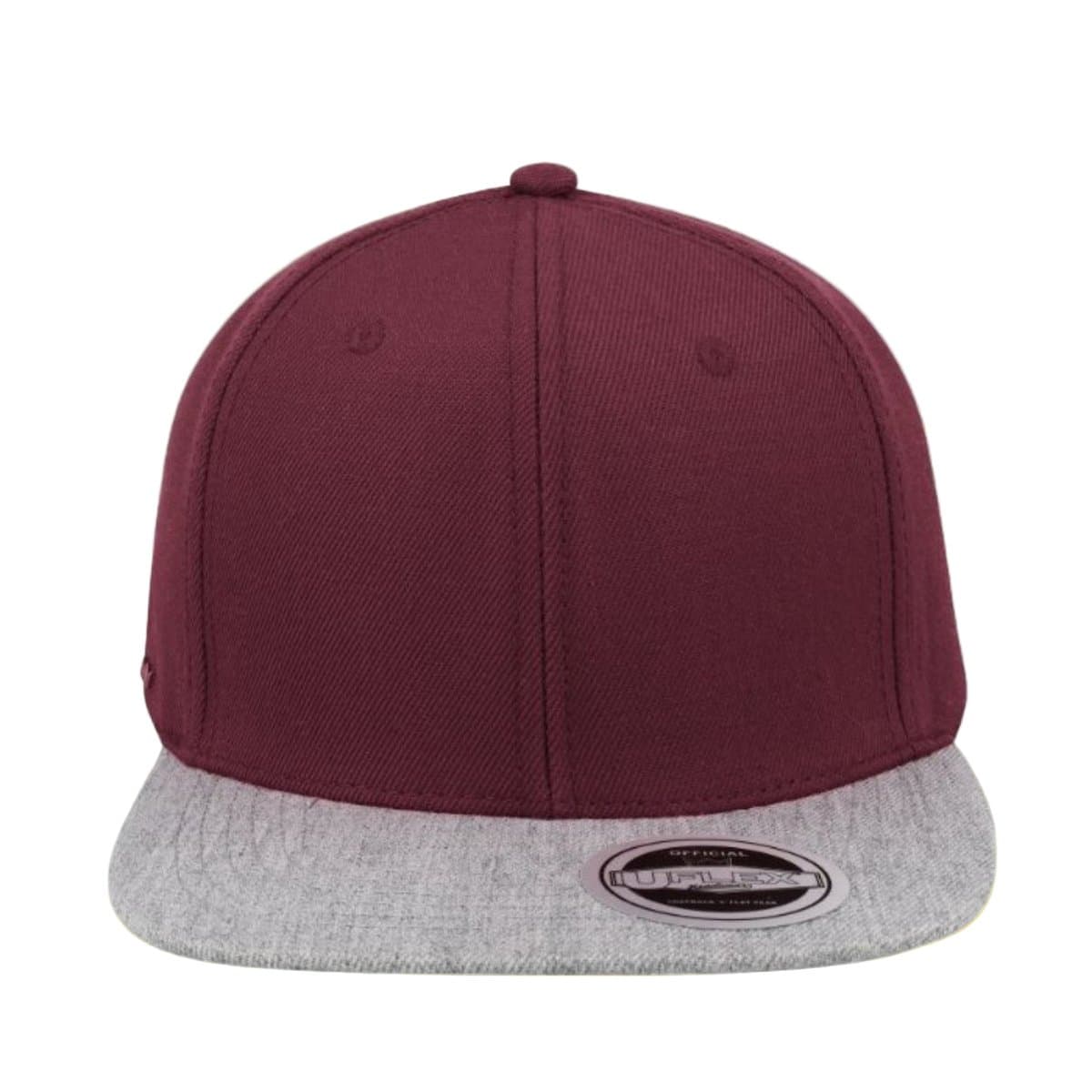 Uflex 6P Flat Peak Snapback - Burgundy/Grey