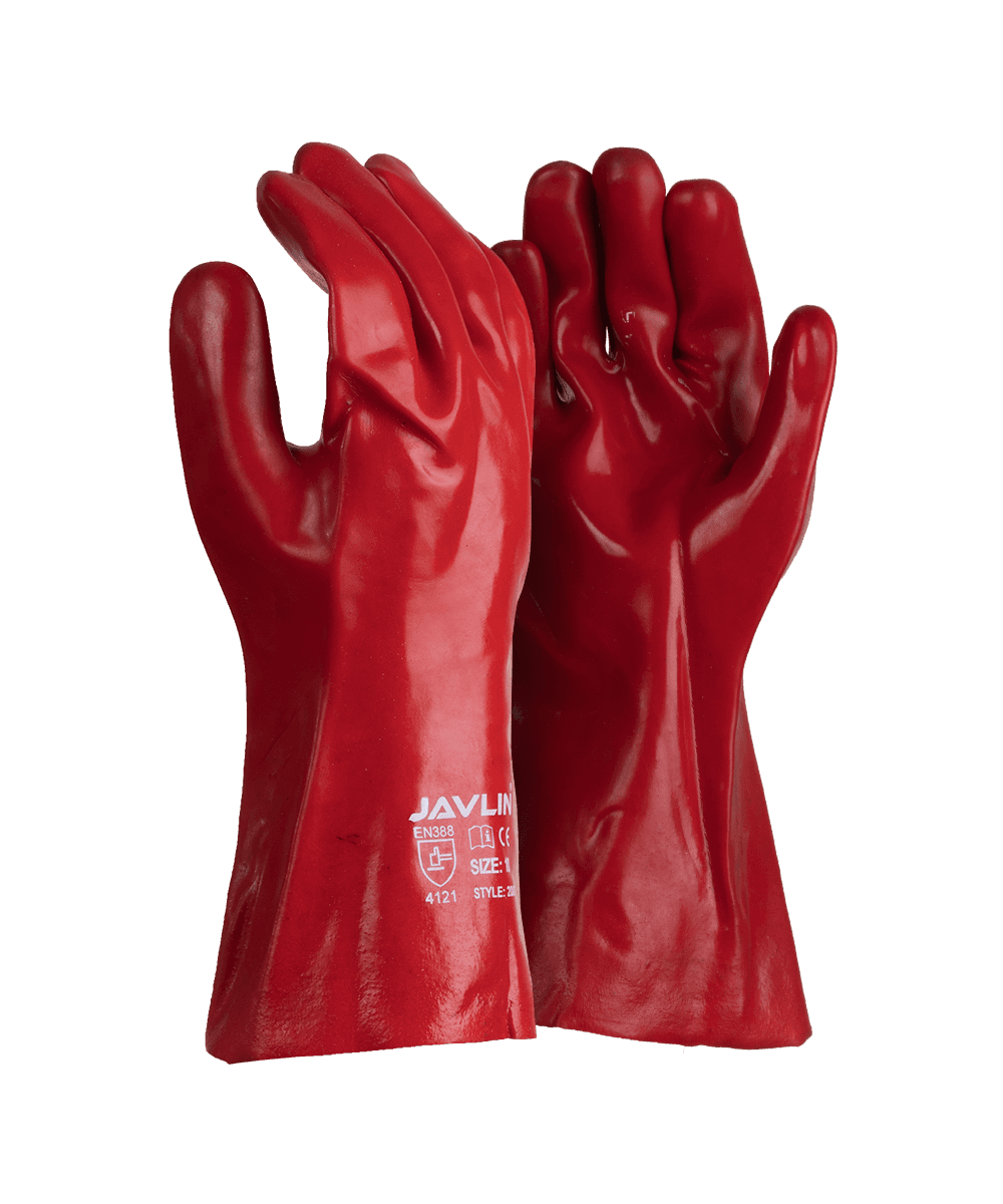 PVC Medium Weight Gloves - 35cm - Red / As Supplied
