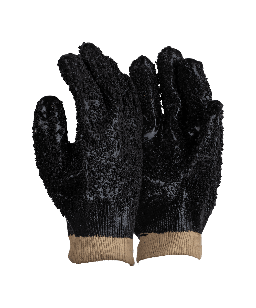 Premium Black Chip PVC Fully Granulated Gloves - Black / As Supplied