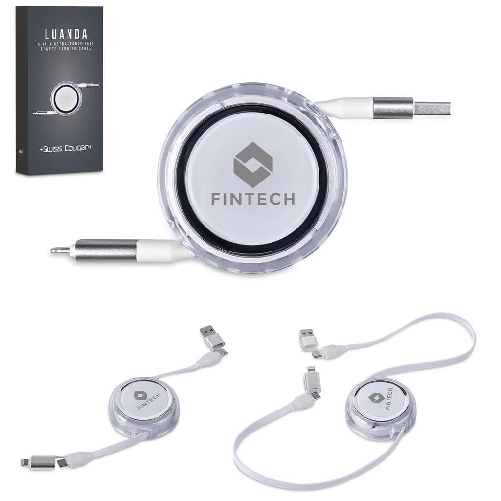 Swiss Cougar Luanda 4-in-1 Retractable Fast Charge 240W PD Cable