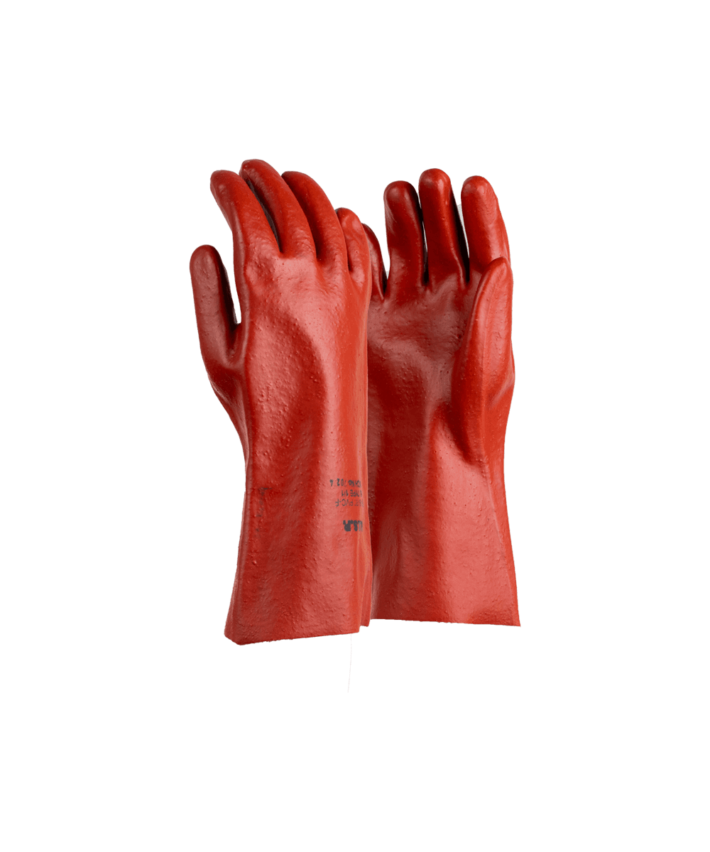 PVC Mediumweight Red/Brown Elbow Length Gloves - 40cm