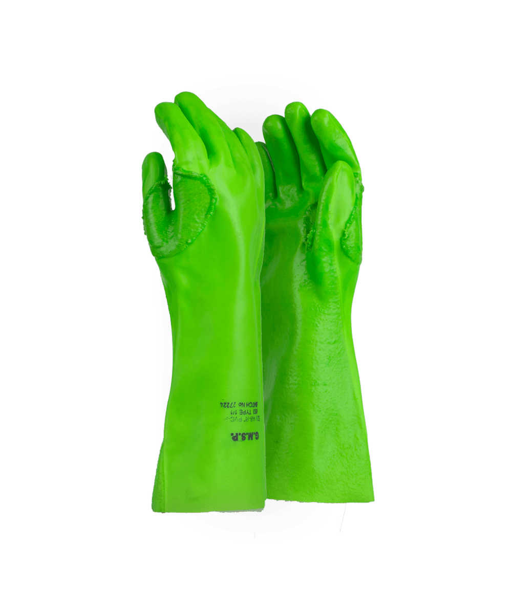Green PVC Reinforced Gloves - 35cm