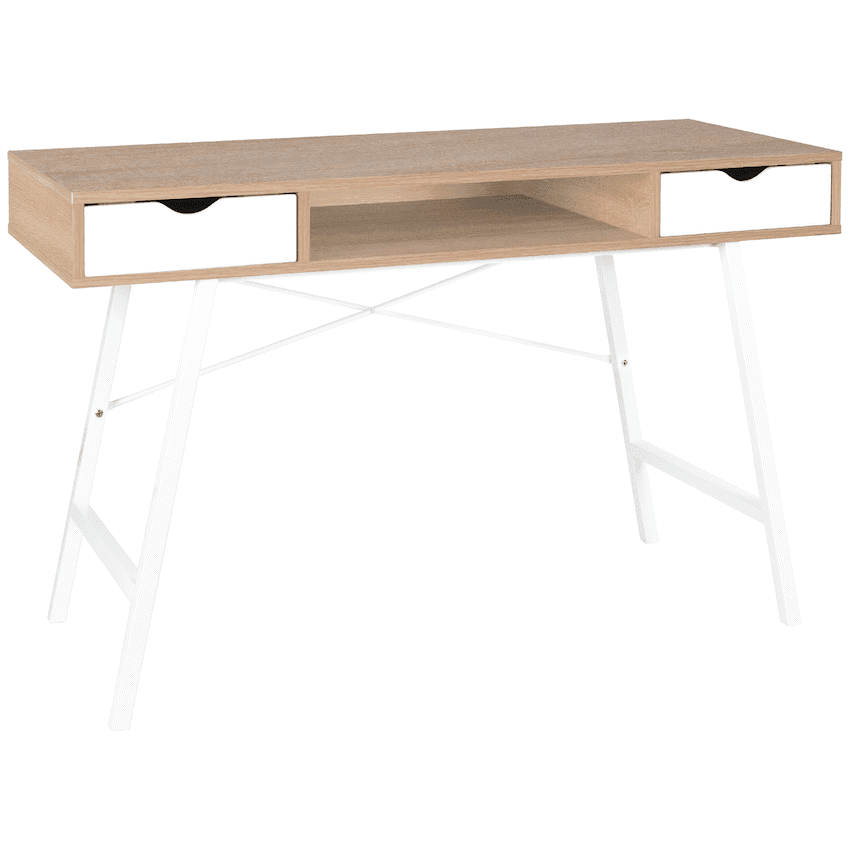 Everfurn Rain Work Desk - Study Desk with Two Drawers, Steel Frame, Adjustable Feet