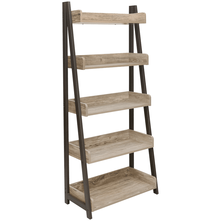 Everfurn Aegla 5-Tier Bookshelf - High Pressure Laminate with Powder-Coated Frame