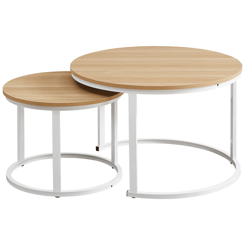 Nile Nesting Coffee Table Oak and White Frame