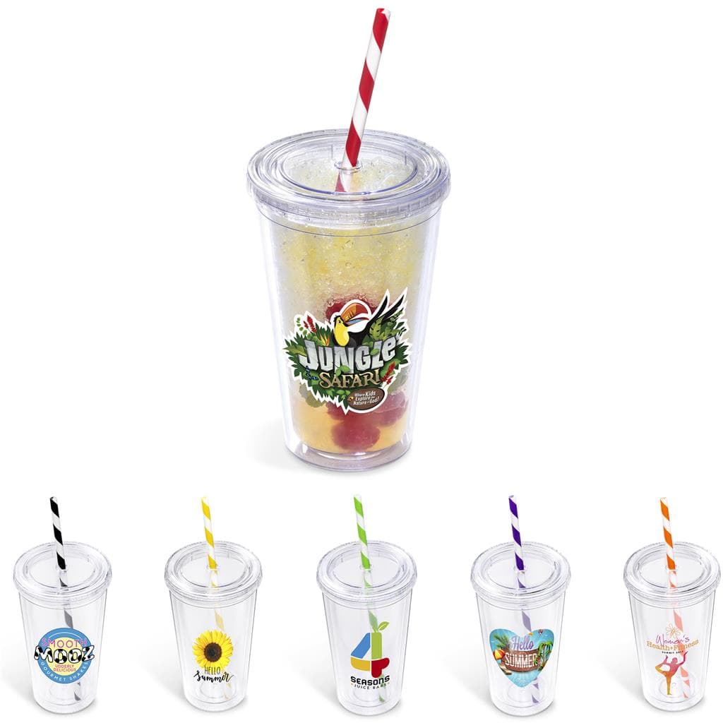 Malibu Double-Wall Plastic Tumbler & Straw - 470ml
