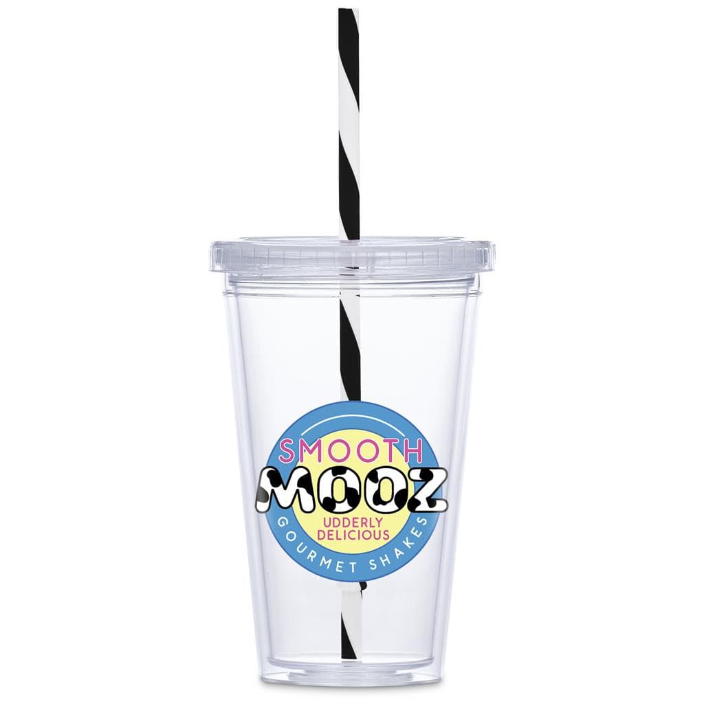 Malibu Double-Wall Plastic Tumbler & Straw - 470ml