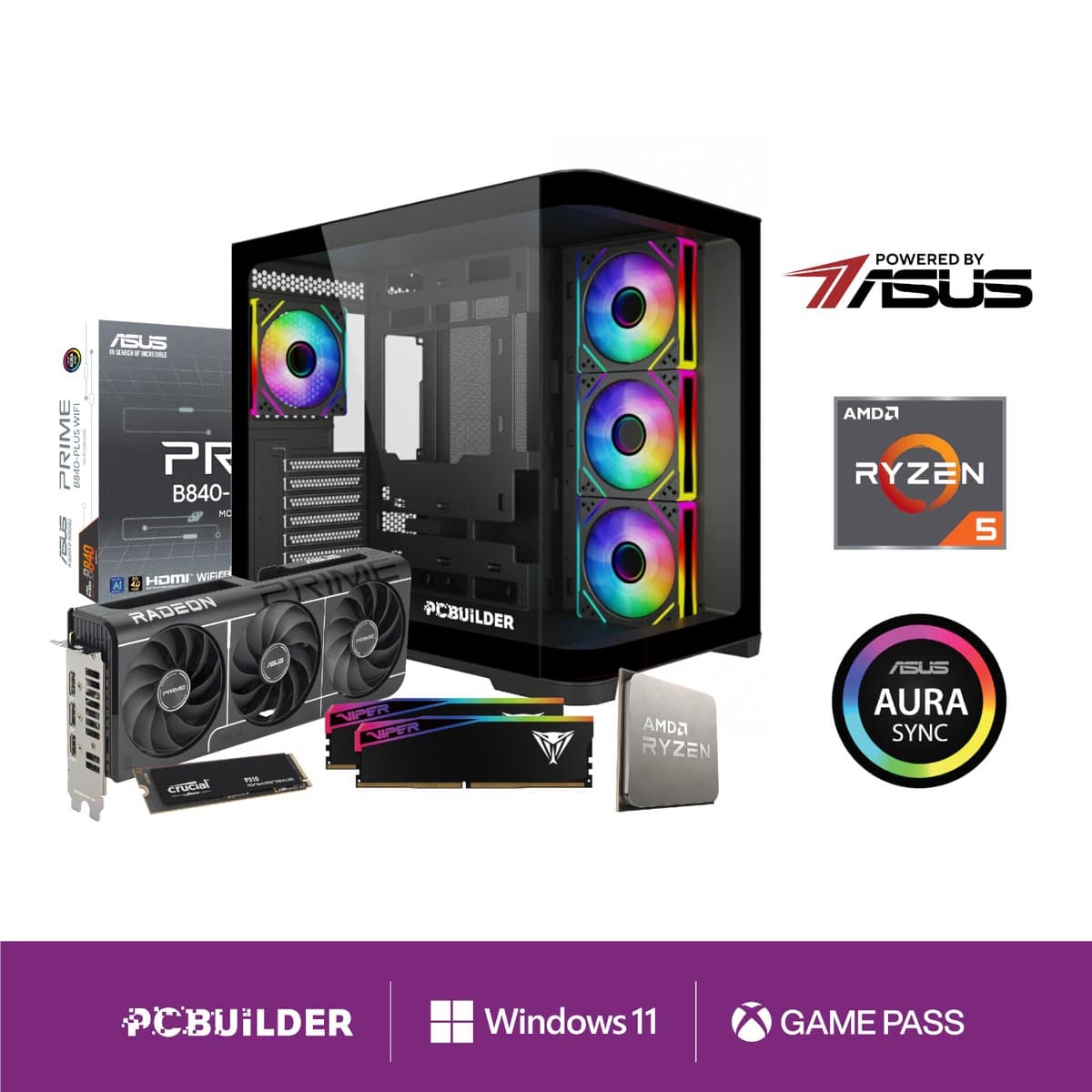 PCBuilder Ryzen 5 7600 SEEKER Windows 11 Gaming PC