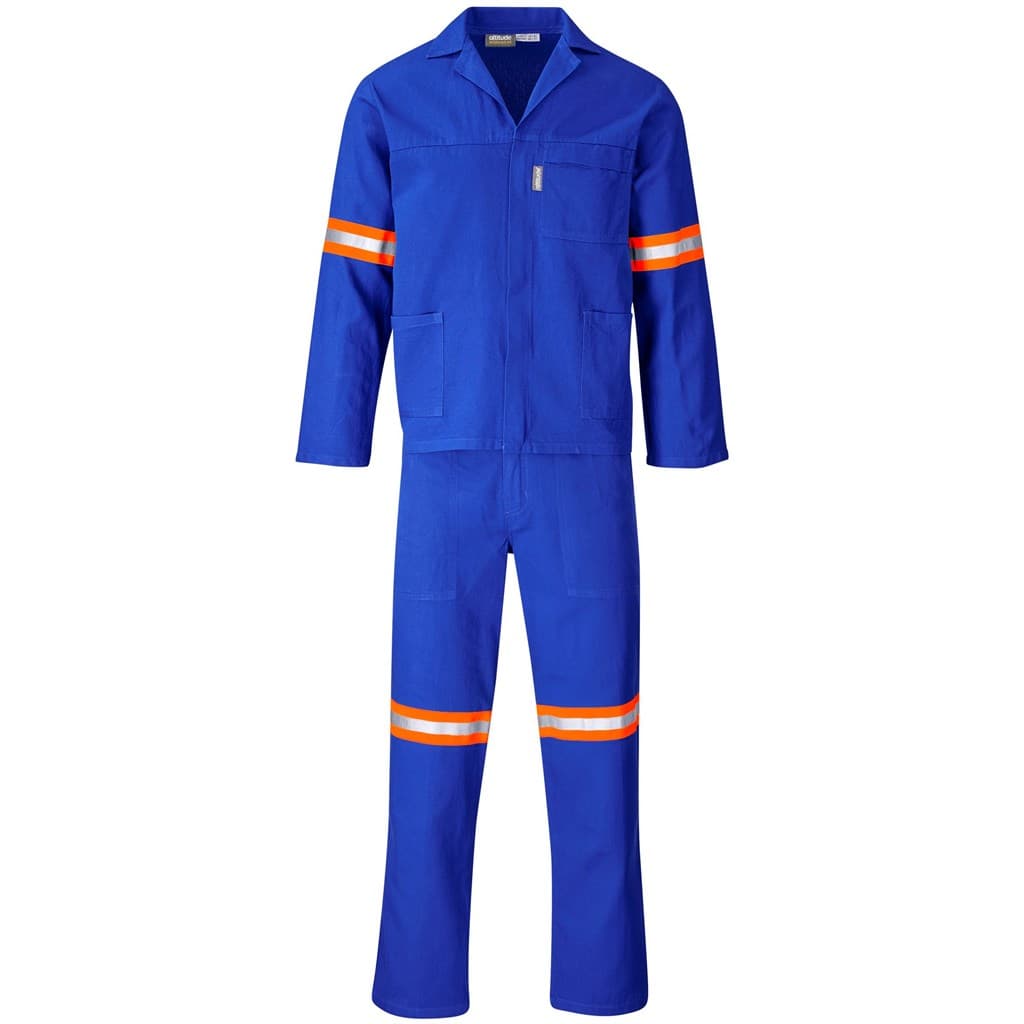Technician 100% Cotton Conti Suit - Reflective Arms, Legs & Back - Orange Tape - Royal Blue
