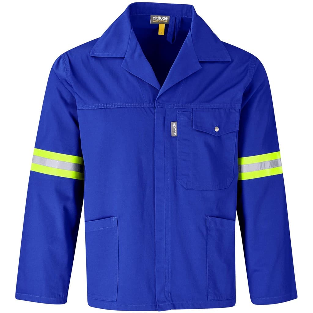 Site Premium Polycotton Jacket - Reflective Arms & Back - Yellow Tape - Royal Blue