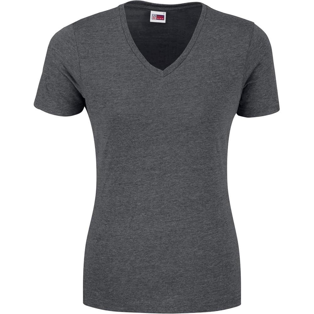 Ladies Michigan Melange V-Neck T-Shirt - Dark Grey