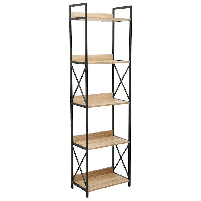 Everfurn Scandanavian Tall Bookcase with Steel Frame