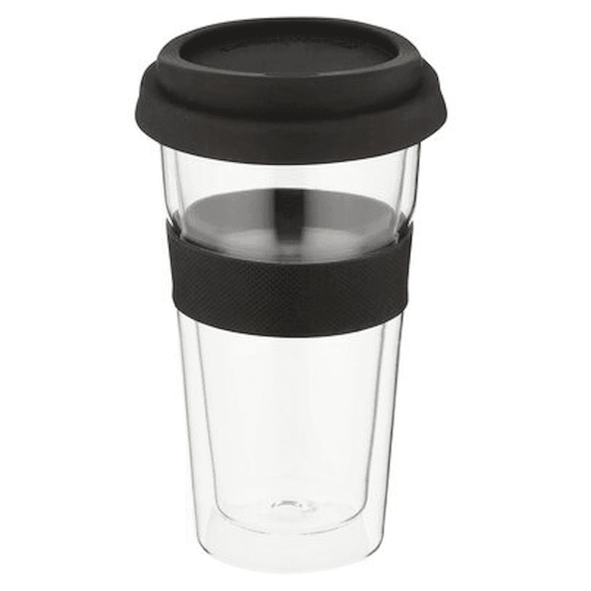 Snappy Thermal Glass Tumbler 400ml Black