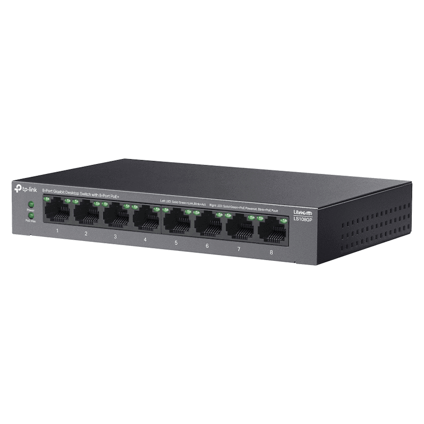 TP-Link LS108GP 8-Port Gigabit Desktop Switch with 8-Port PoE+