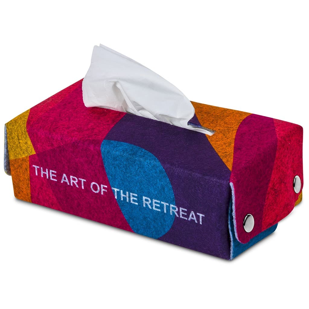 Pre-Printed Sample Hoppla Revive RPET Felt Tissue Box Cover