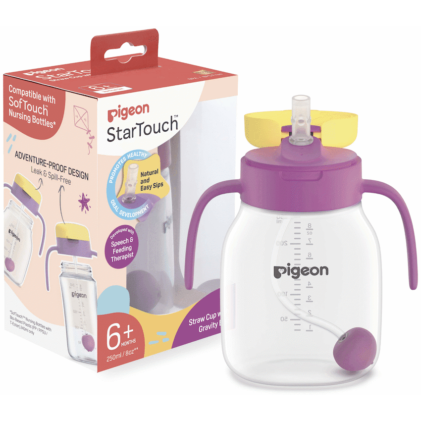 Pigeon Startouch Straw Cup With Gravity Ball Berry Blast 250Ml