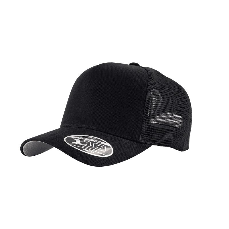 Flexfit 110 Fit Black Cap Stretch Mesh Adjustable