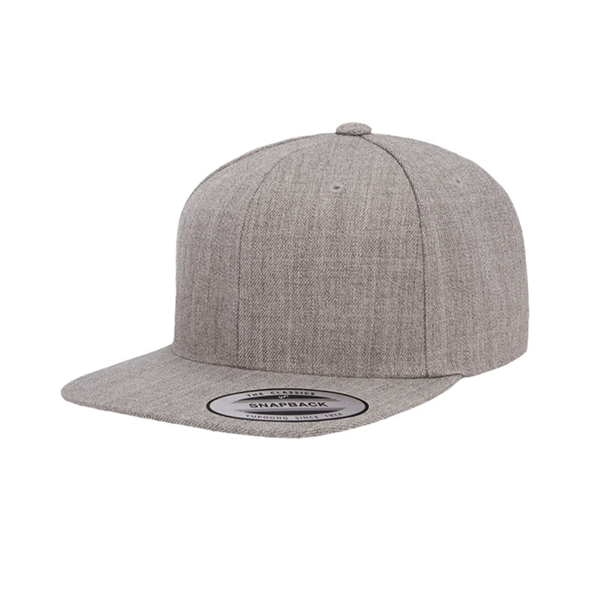 Flexfit Classic Snapback Heather Grey Flat Peak Cap Adjustable Fit