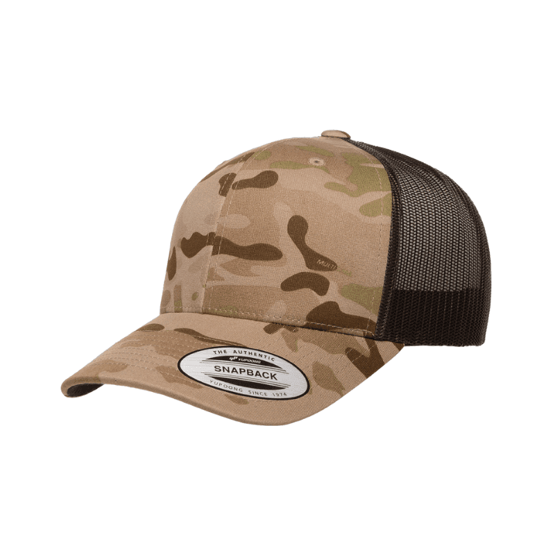 Flexfit Retro Trucker Multicam Arid Brown Cap Adjustable Fit