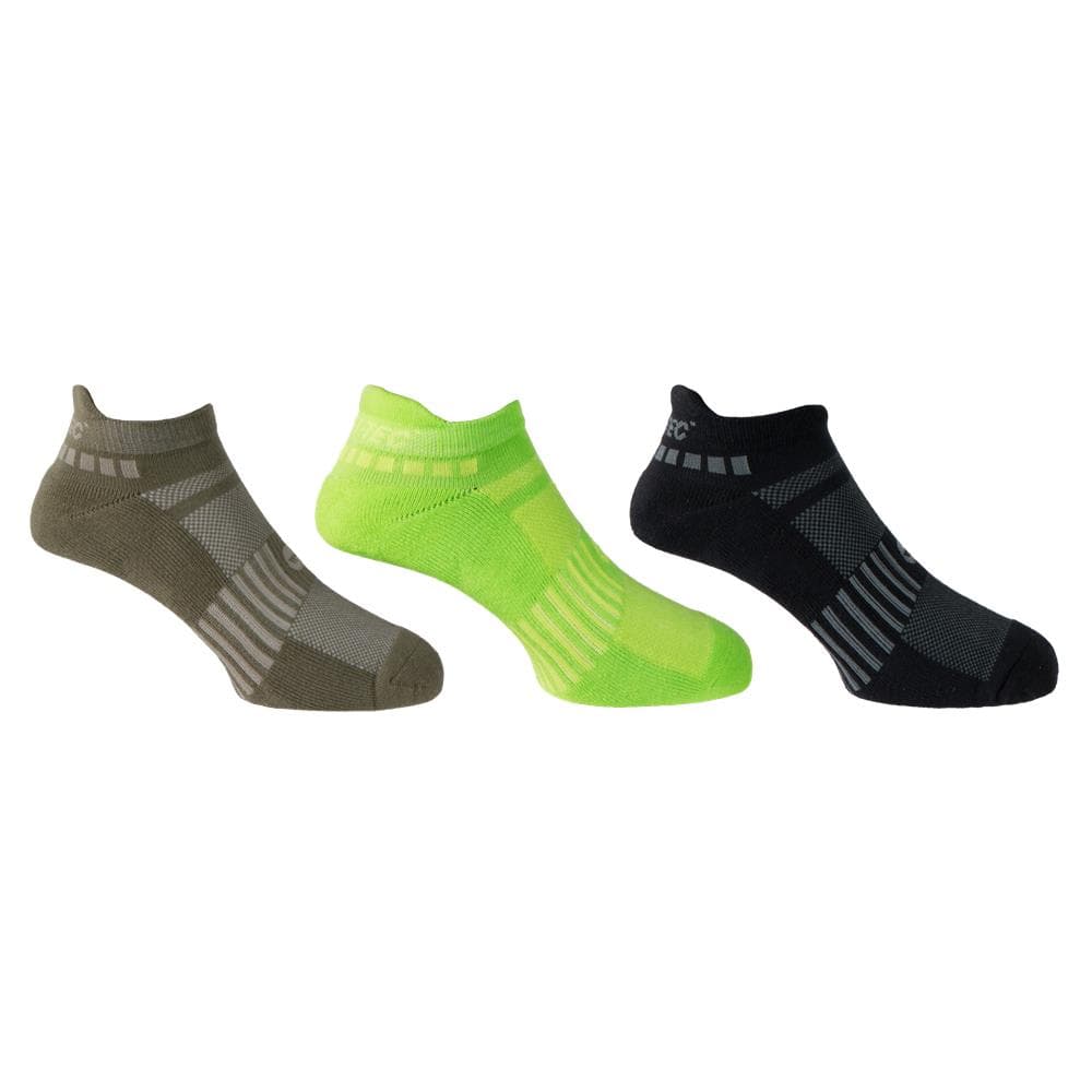 Mens Cushion Sport Sock 3 Pack - Deep Lichen/Acid Lime/Black
