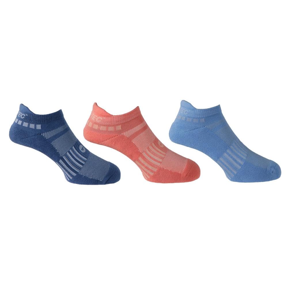 Hi-Tec Ladies Cushion Sport Sock 3 Pack - Blue/Rose/Navy