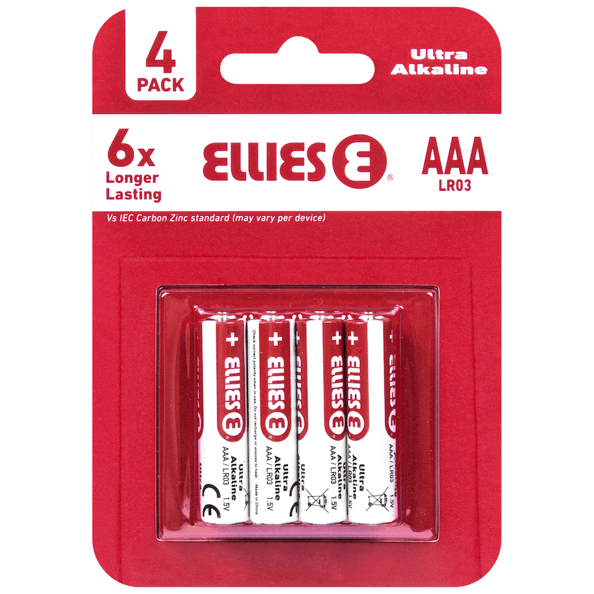 Ellies Ultra Series - Alkaline Batteries AAA 4 Pack -WT