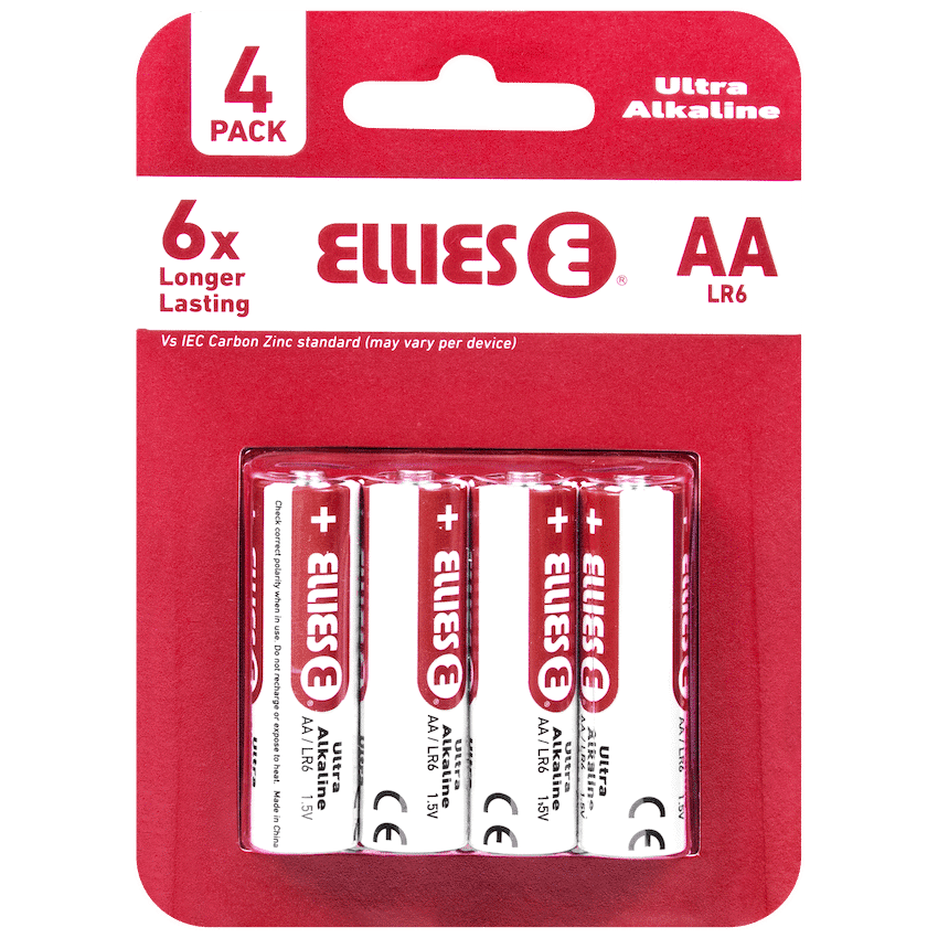 Ellies Ultra Series - Alkaline Batteries AA 4 Pack - WT