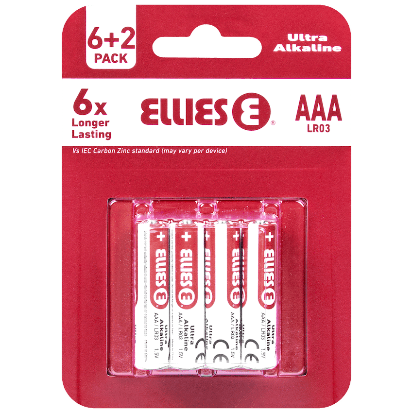 Ellies Ultra Series - Alkaline Batteries AAA 6 + 2 Pack - WT