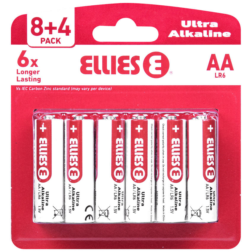 Ellies Ultra Series - Alkaline Batteries AA 8+4 Value Pack - WT
