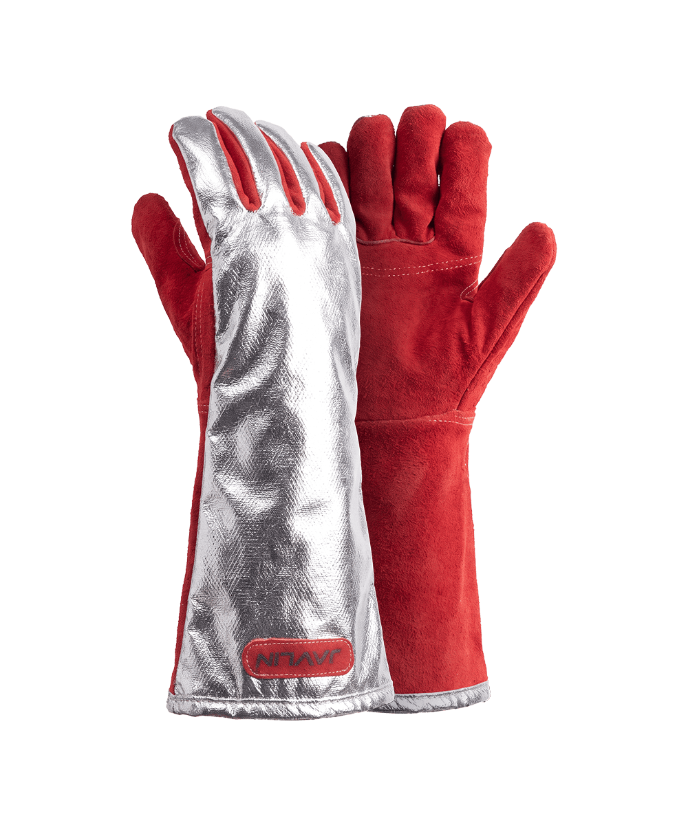 Premium Red Leather Heat Gloves With Aluminised Back