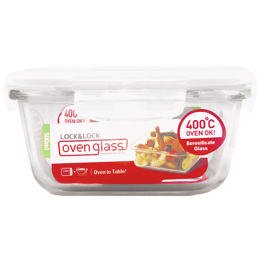 LocknLock Euro Glass container sq. 500ml ( Order in Qty of 6)