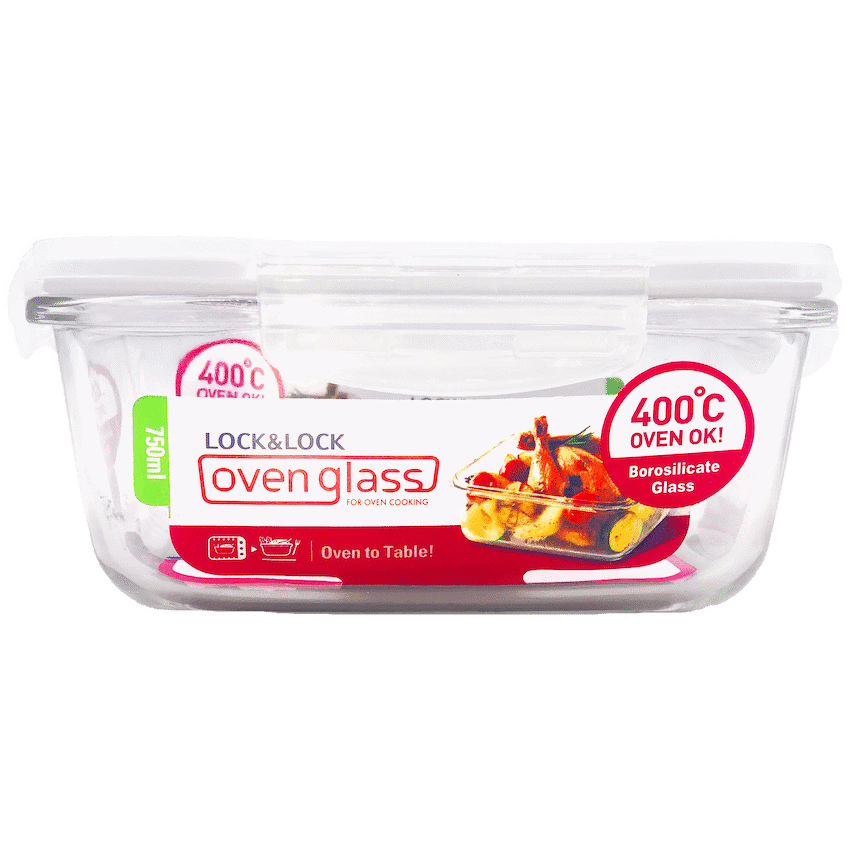 LocknLock Euro Glass container sq. 750ml ( Order in Qty of 4)