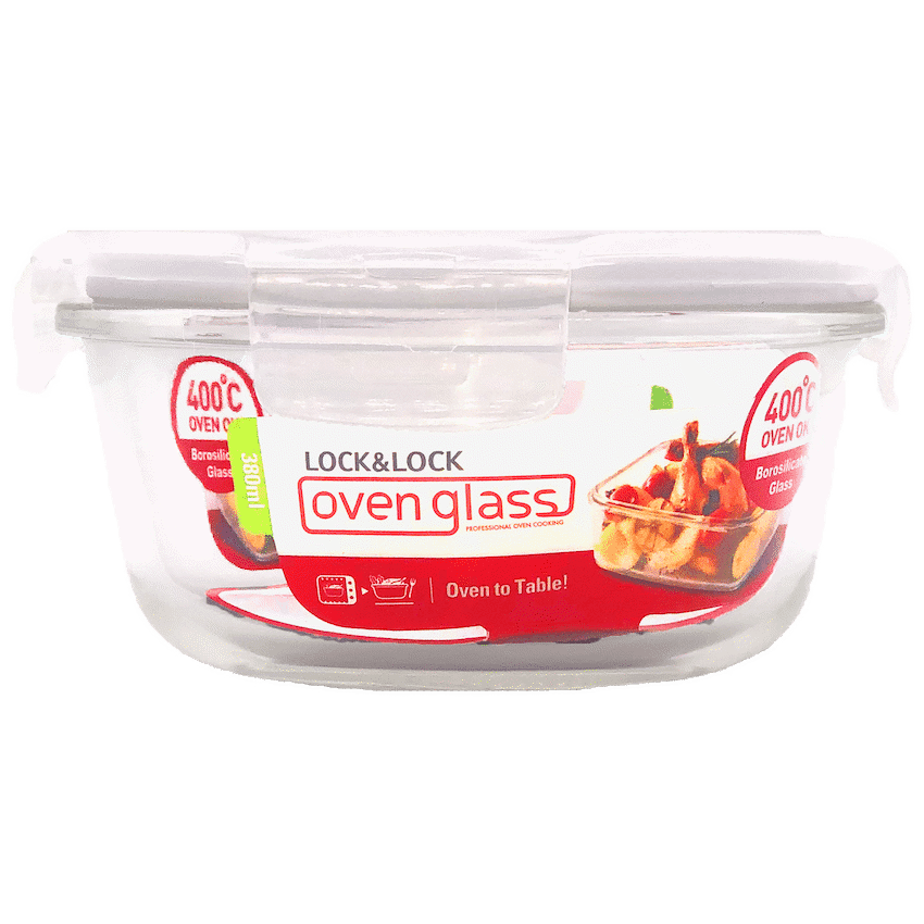 LocknLock Euro Glass container rnd 380ml ( Order in Qty of 6)