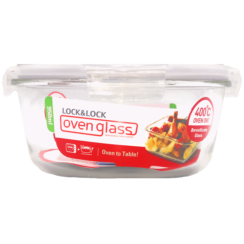 LocknLock Euro Glass container rnd 950ml ( Order in Qty of 4)