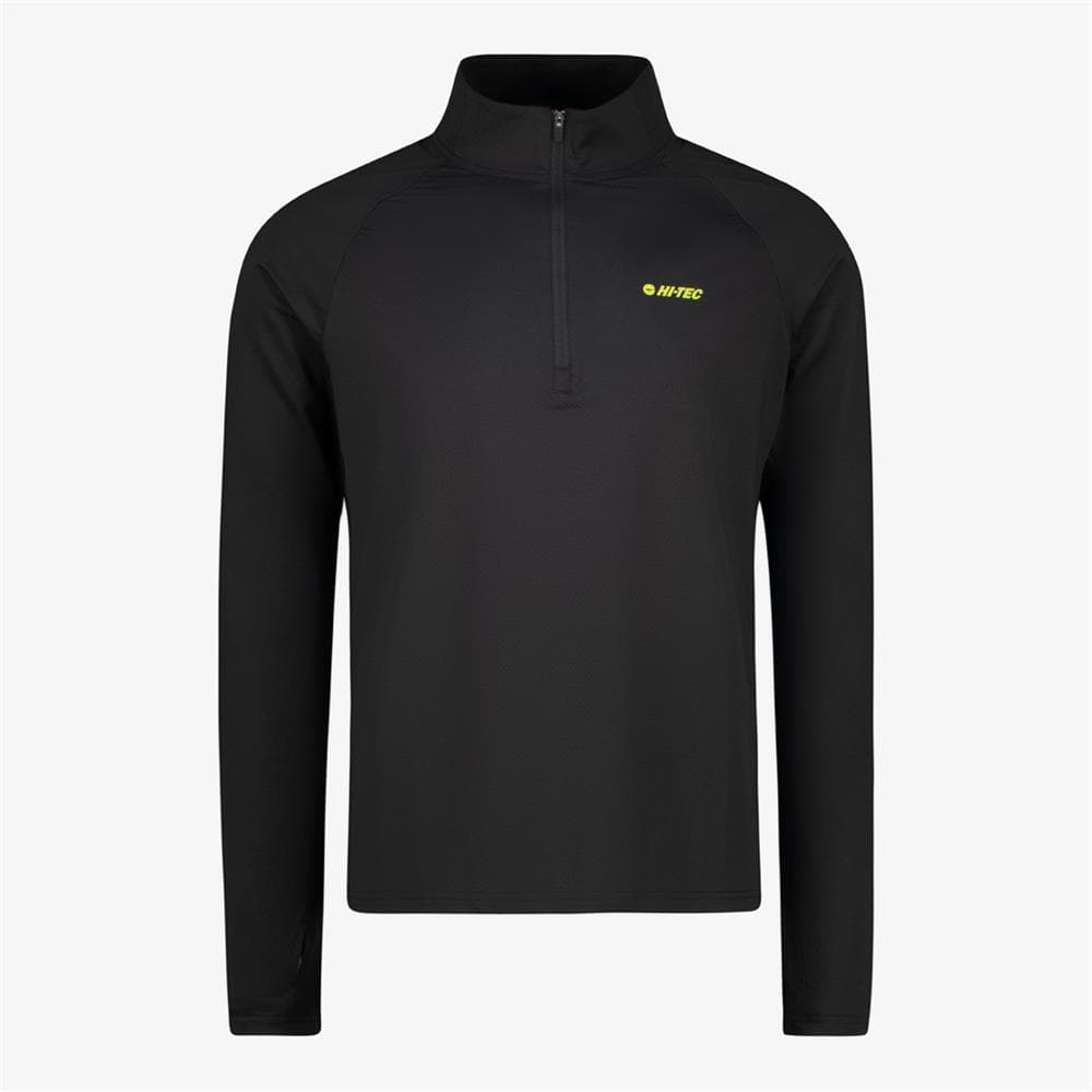 Hi-Tec Mens Geo 1/4 Zip Top - Black/Acid lime
