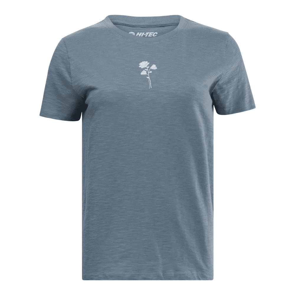 Hi-Tec Ladies Floral Textured Tee - Goblin Blue