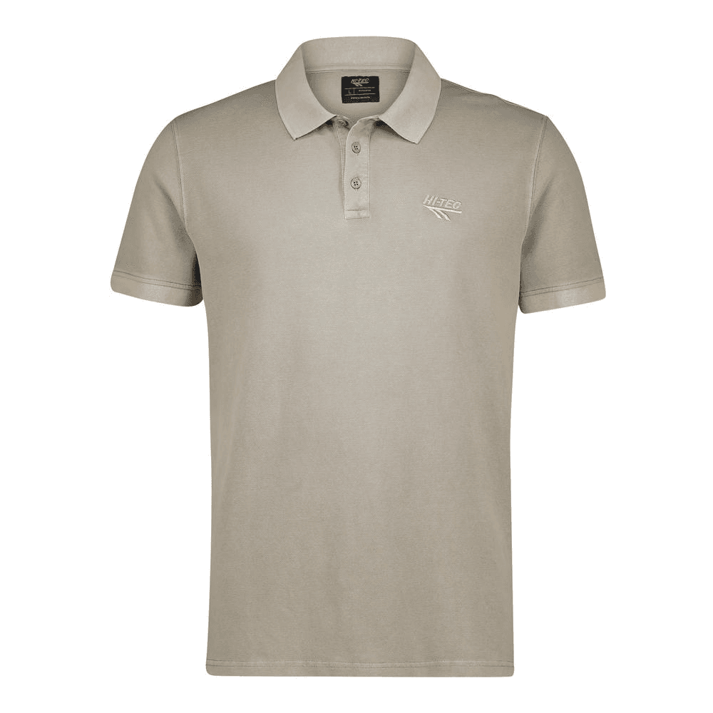 Hi-Tec Mens Stonewash Pique Polo - Olive/Grey