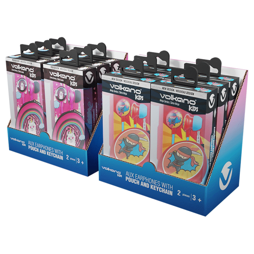 Volkano Kids Earphones Assorted PDQ of 6