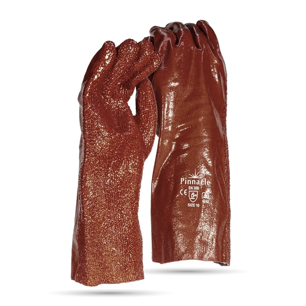 PVC Brown Rough Palm Open Cuff 30cm - Pack Of 12 Pairs