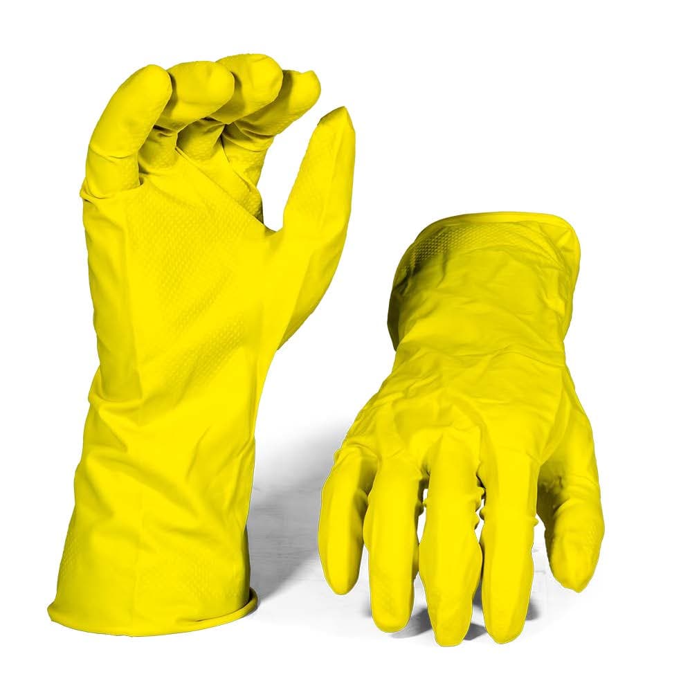 Yellow Household Glove Flock Liner Xl - Pack Of 12 Pairs