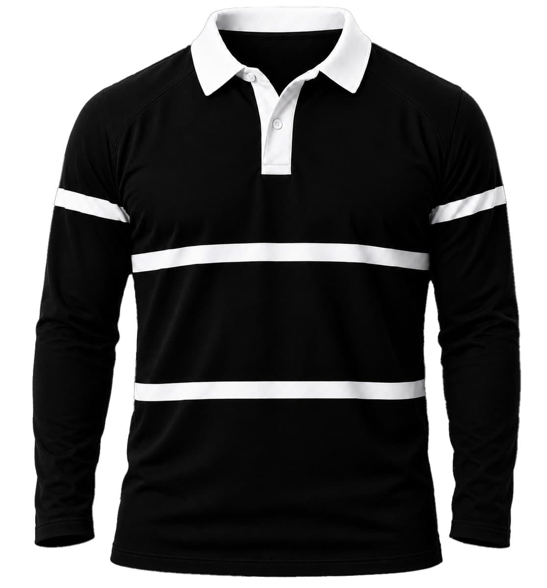 +27 Unisex Rugby Jersey, Double Stripe Long Sleeve, Cotton Fleece
