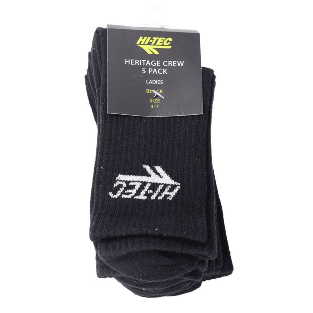 Hi-Tec Heritage Crew Sock 5Pack - Black