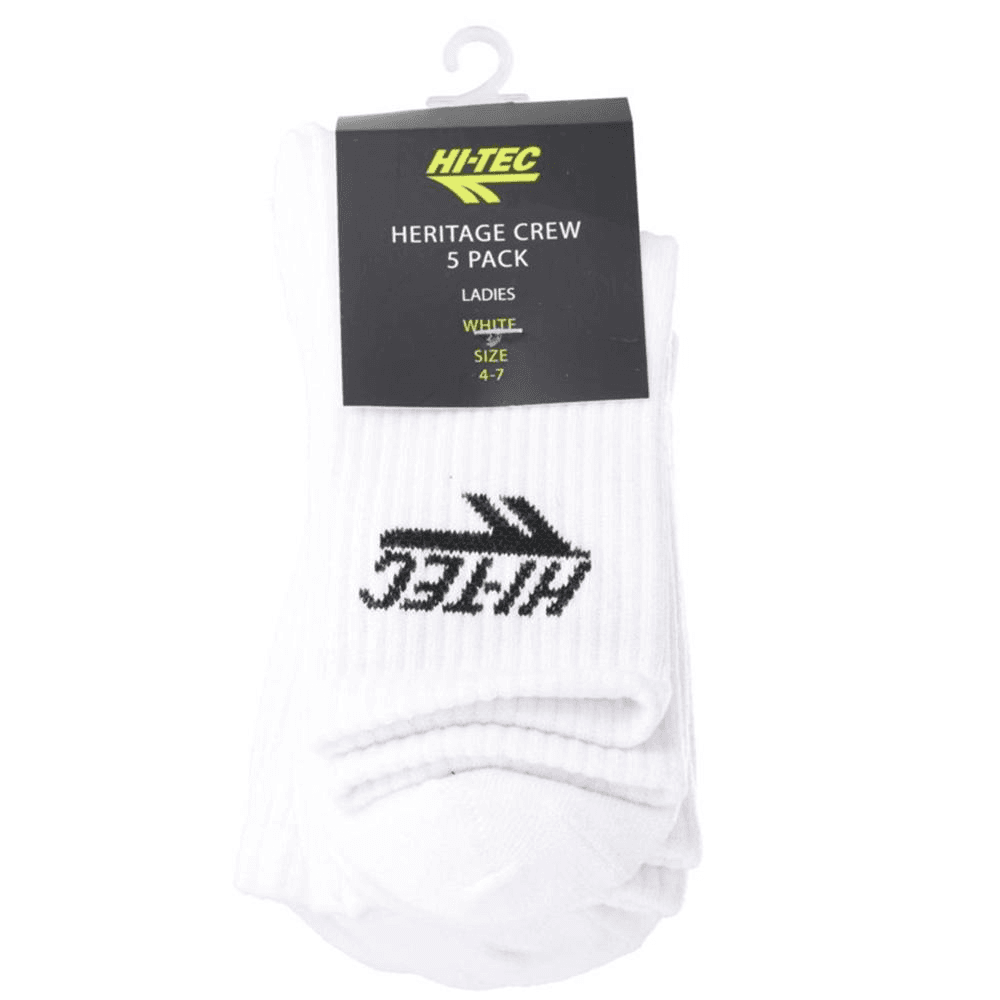 Hi-Tec Heritage Crew Sock 5Pack - White