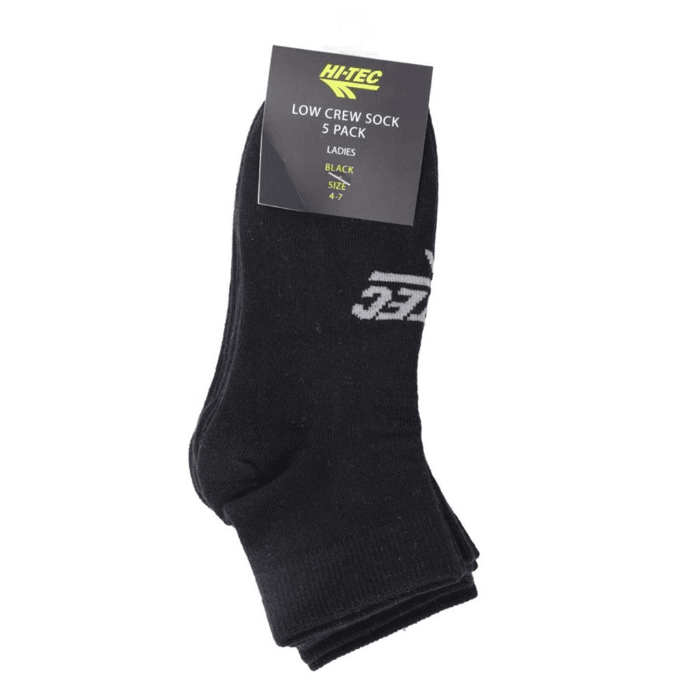 Hi-Tec Low Crew Sock 5Pack - Black