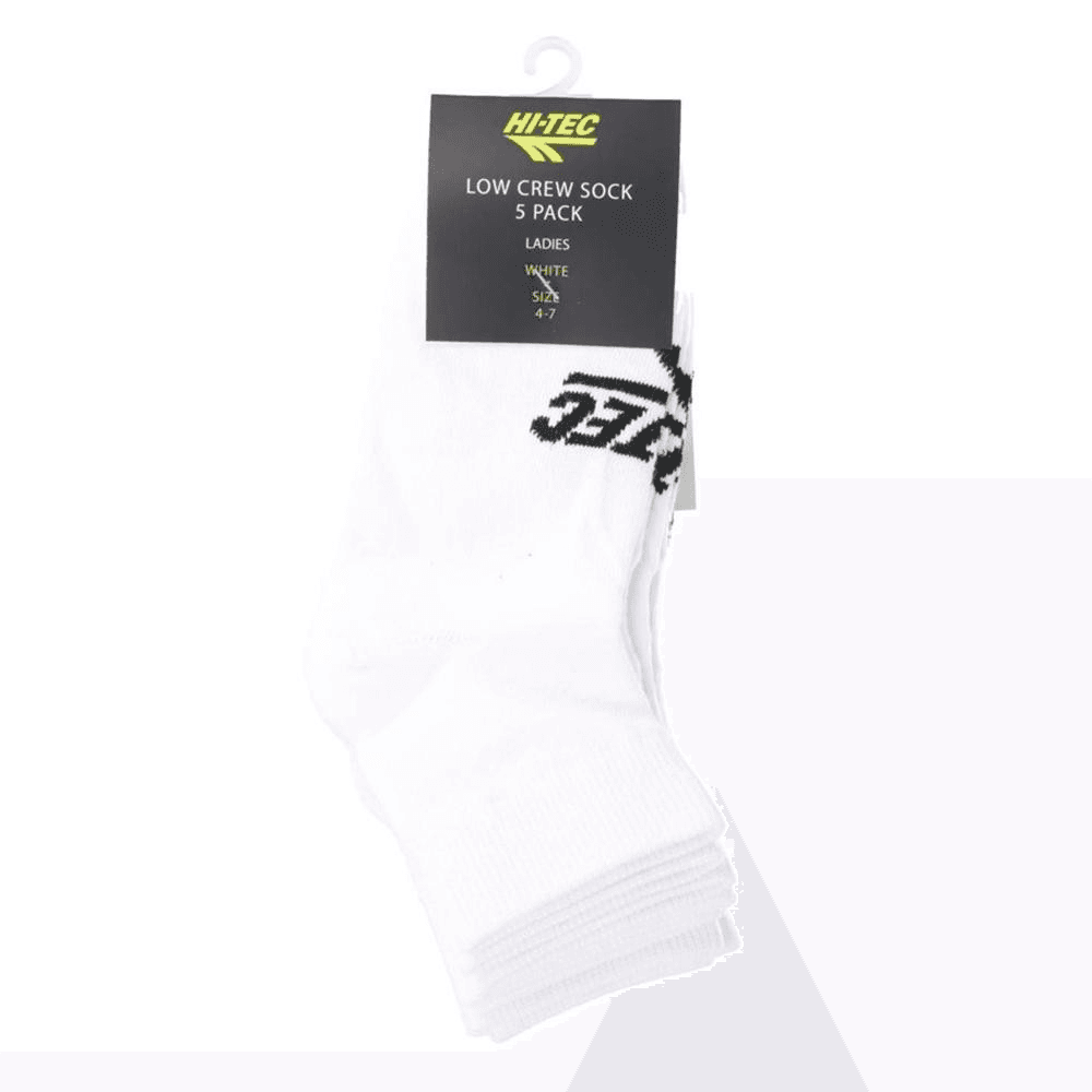 Hi-Tec Low Crew Sock 5Pack - White