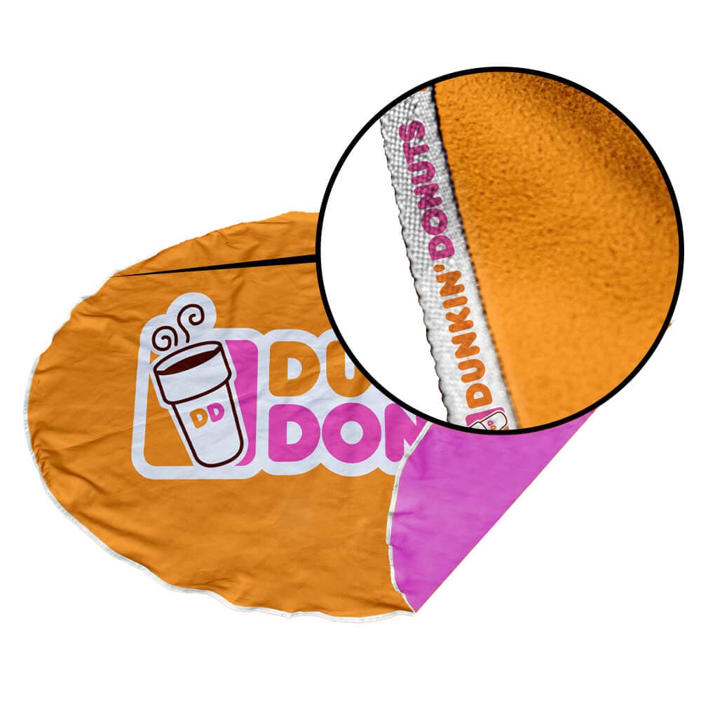 Lantana Quick Drying Round Picnic Blanket D/S Print Binded With Personalised Branded Petersham Webbing