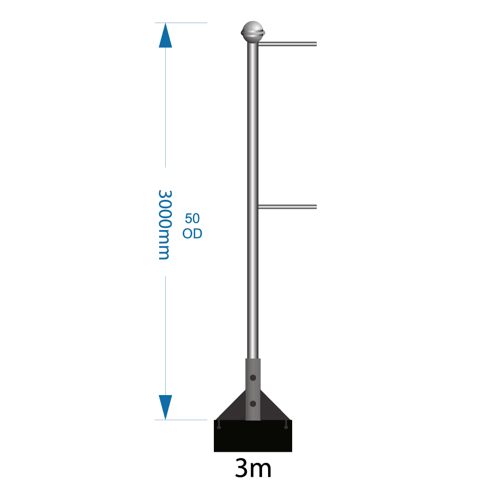 Bannerpole Roof 3m - 2 arm - including installation (one unit)