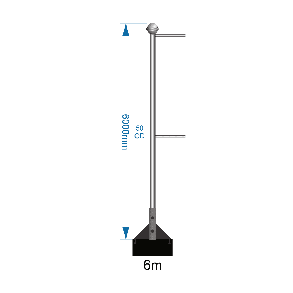 Bannerpole Ground 6m - 2 arm - including installation (one unit)