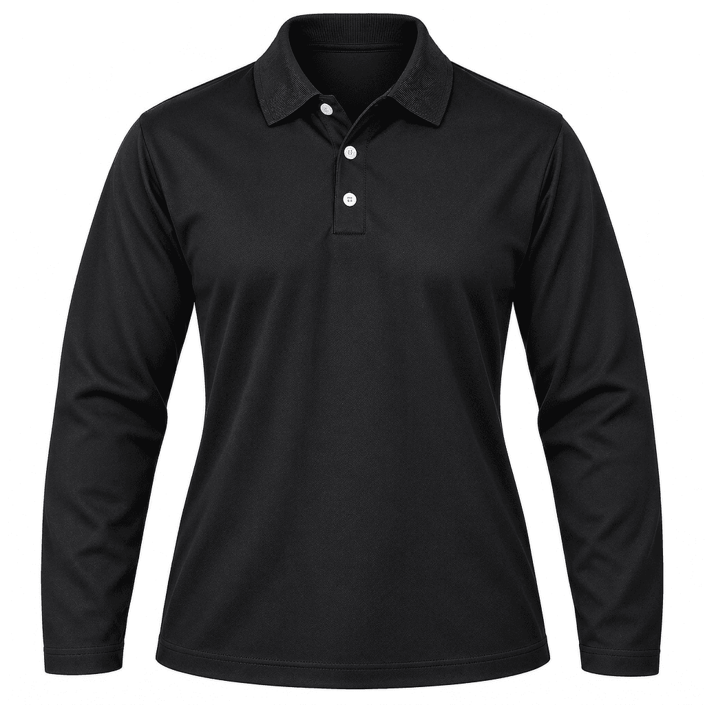 Ladies Yale Golf Shirt, Fitted Long Sleeve, 160g Cotton, Knitted Collar
