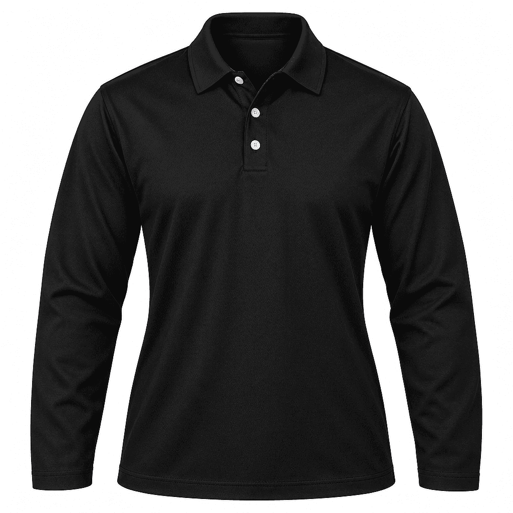 Ladies Oxford Golf Shirt, Fitted Long Sleeve, 160g Cotton, Self-Fabric Collar